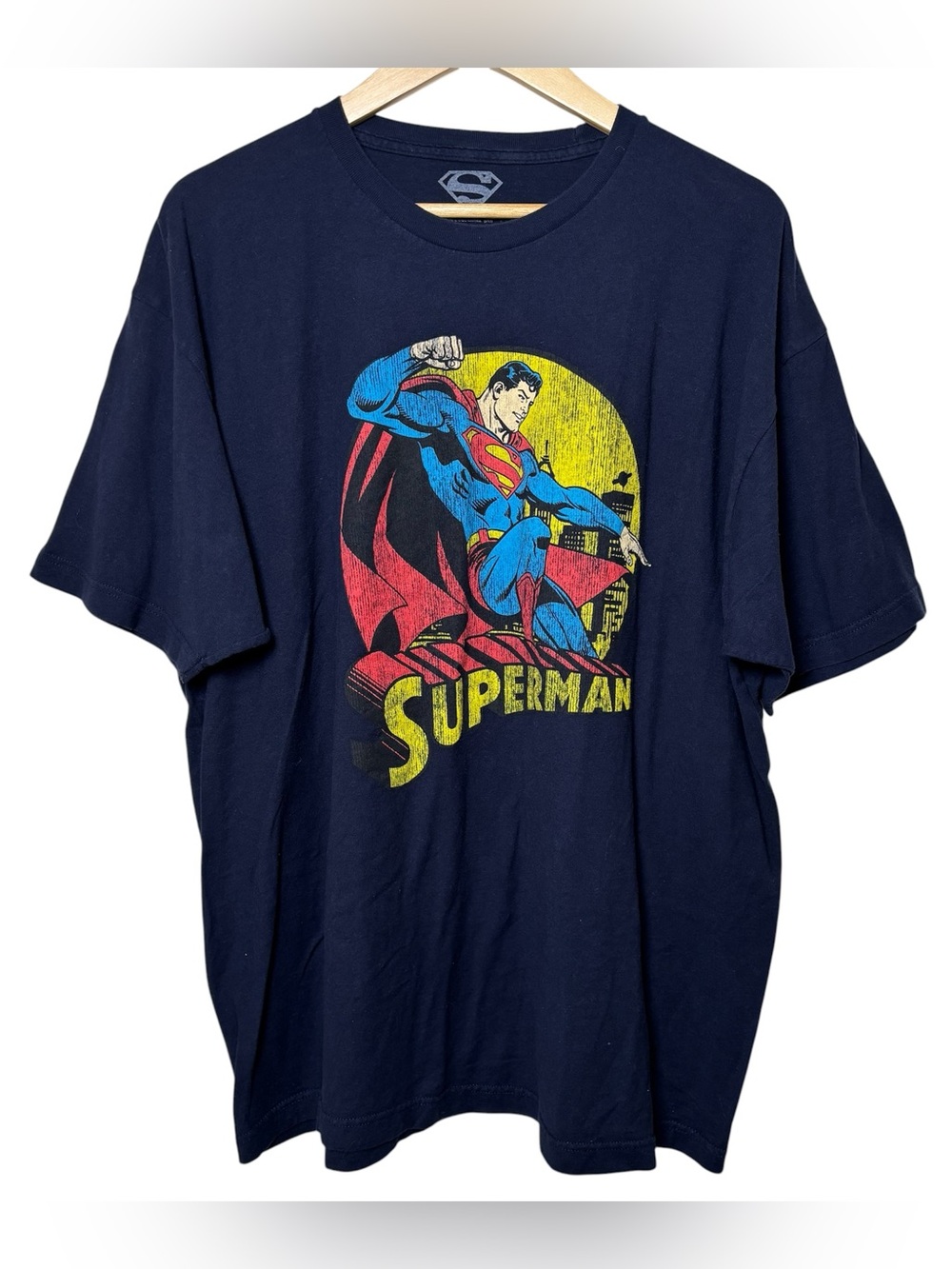 Superman DC Comics Superhero Graphic Tee T Shirt Blue Men's Size 2XL Logo